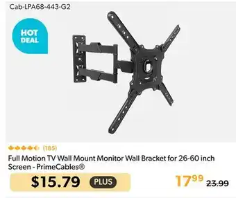 Shopper+ PrimeCables Full Motion TV Wall Mount Monitor Wall Bracket for 26-60 inch Screen offer