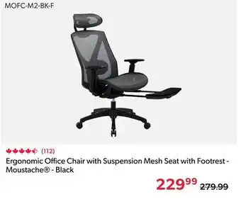 Shopper+ Ergonomic Office Chair with Suspension Mesh Seat with Footrest - Moustache - Black offer