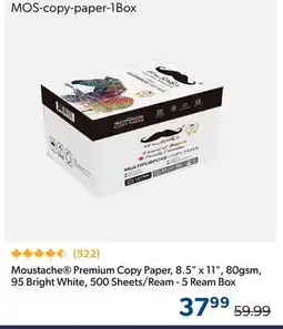 Shopper+ Moustache Premium Copy Paper, 8.5 x 11, 80gsm, 95 Bright White, 500 Sheets/Ream - 5 Ream Box offer