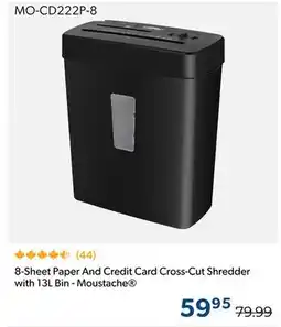 Shopper+ Moustache 8-Sheet Paper And Credit Card Cross-Cut Shredder with 13L Bin offer