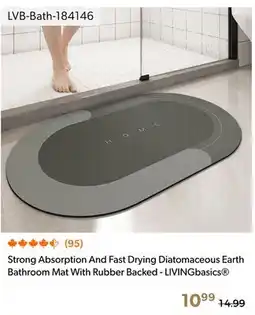 Shopper+ LIVINGbasics Strong Absorption And Fast Drying Diatomaceous Earth Bathroom Mat With Rubber Backed offer