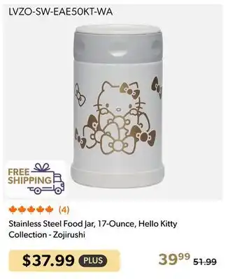 Shopper+ Stainless Steel Food Jar, 17-Ounce, Hello Kitty Collection - Zojirushi offer