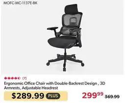 Shopper+ Ergonomic Office Chair with Double-Backrest Design , 3D Armrests, Adjustable Headrest offer