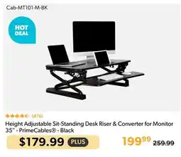 Shopper+ PrimeCables Height Adjustable Sit-Standing Desk Riser & Converter for Monitor 35 - Black offer