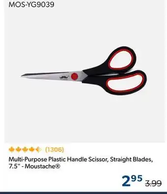 Shopper+ Moustache Multi-Purpose Plastic Handle Scissor, Straight Blades, 7.5 offer