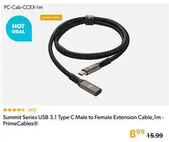 Shopper+ Summit Series USB 3.1 Type C Male to Female Extension Cable,1m - PrimeCables offer