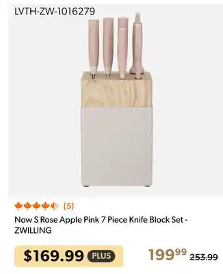 Shopper+ ZWILLING Now S Rose Apple Pink 7 Piece Knife Block Set offer