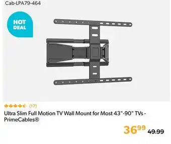 Primecables PrimeCables Ultra Slim Full Motion TV Wall Mount for Most 43-90 TVs offer