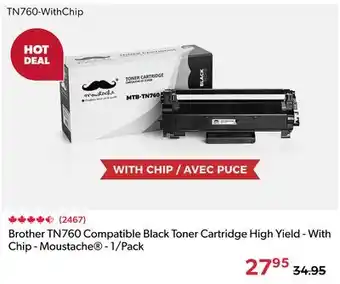 123Ink Brother TN760 Compatible Black Toner Cartridge High Yield - With Chip - Moustache - 1/Pack offer