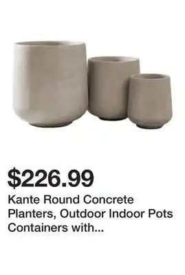 Wayfair Kante Round Concrete Planters, Outdoor Indoor Pots Containers with Drainage Holes Set offer