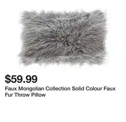 Wayfair Faux Mongolian Collection Solid Colour Faux Fur Throw Pillow offer