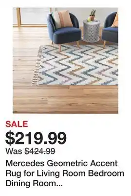 Wayfair Mercedes Geometric Accent Rug for Living Room Bedroom Dining Room Nursery Entryway, Ivory offer