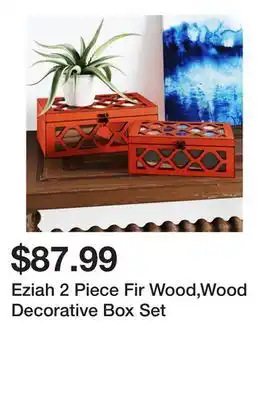 Wayfair Eziah 2 Piece Fir Wood,Wood Decorative Box Set offer