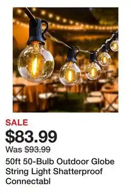 Wayfair 50ft 50-Bulb Outdoor Globe String Light Shatterproof Connectabl offer