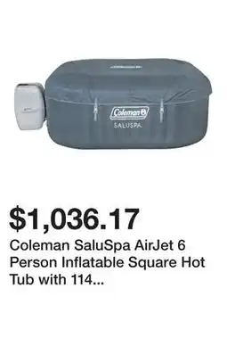 Bed Bath & Beyond Coleman SaluSpa AirJet 6 Person Inflatable Square Hot Tub with 114 Jets, Gray - 71in. X 71in. X 28in offer