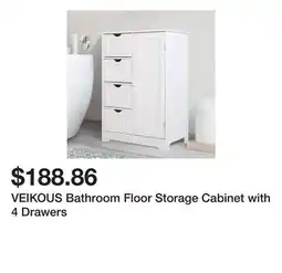 Bed Bath & Beyond VEIKOUS Bathroom Floor Storage Cabinet with 4 Drawers offer