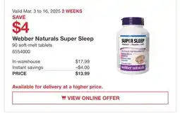 Costco Webber Naturals Super Sleep offer