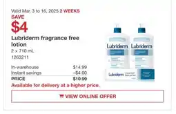 Costco Lubriderm Fragrance Free Lotion offer