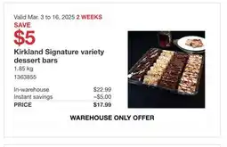 Costco Kirkland Signature variety dessert bars offer