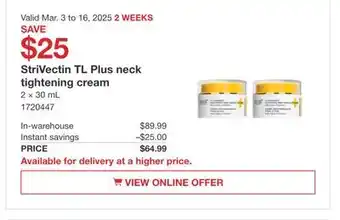 Costco StriVectin TL Plus neck tightening cream offer