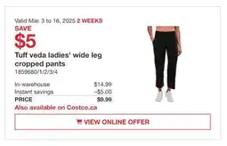 Costco Tuff veda ladies' wide leg cropped pants offer