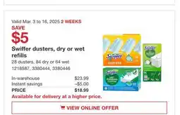 Costco Swiffer dusters, dry or wet refills offer