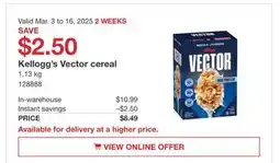 Costco Kellogg's Vector cereal offer