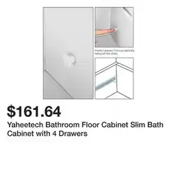 Bed Bath & Beyond Yaheetech Bathroom Floor Cabinet Slim Bath Cabinet with 4 Drawers offer