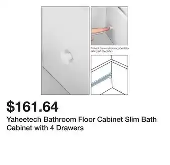 Bed Bath & Beyond Yaheetech Bathroom Floor Cabinet Slim Bath Cabinet with 4 Drawers offer