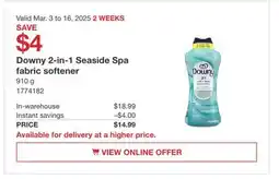 Costco Downy 2-in-1 Seaside Spa fabric softener offer