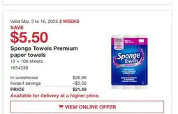 Costco Sponge Towels Premium Paper towels offer