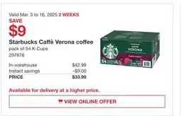 Costco Starbucks Caffè Verona Coffee offer