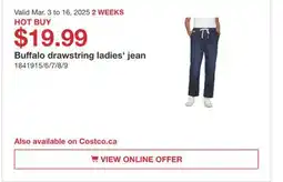 Costco Buffalo drawstring ladies' jean offer