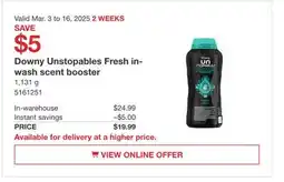 Costco Downy Unstoppables Fresh in-wash scent booster offer