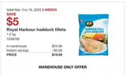 Costco Royal Harbour haddock fillets offer