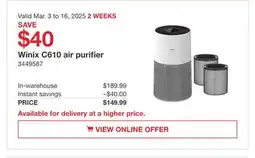 Costco Winix C610 air purifier offer