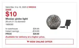 Costco Mosiac globe light offer