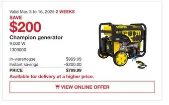 Costco Champion Generator offer