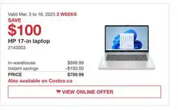 Costco HP 17-in laptop offer