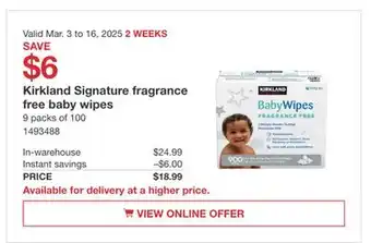 Costco Kirkland Signature fragrance tree baby wipes offer