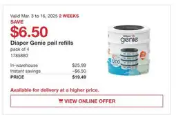 Costco Diaper Genie pail refills offer