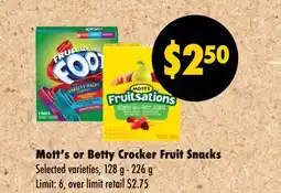 Wholesale Club Mott's or Betty Crocker Fruit Snacks offer