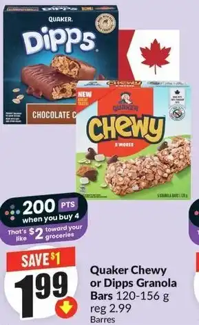 FreshCo Quaker Chewy or Dipps Granola Bars offer