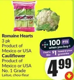 FreshCo Romaine Hearts and Cauliflower offer