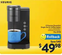 Walmart K-Express Essentials Single-Serve Coffee Maker offer