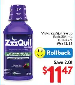 Walmart Vicks ZzzQuil Syrup offer