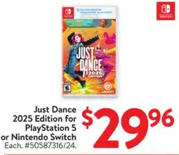 Walmart Just Dance 2025 Edition for PlayStation 5 or Nintendo Switch offer