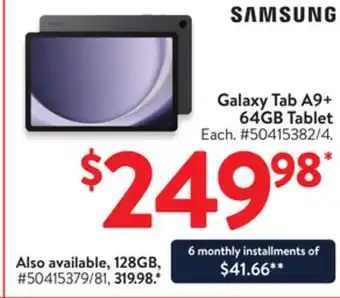 Walmart Samsung Galaxy Tab A9+ 64GB Tablet offer