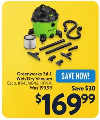 Walmart Greenworks 34 L Wet/Dry Vacuum offer