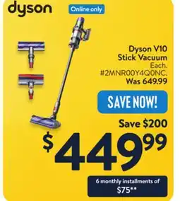 Walmart Dyson V10 Stick Vacuum offer